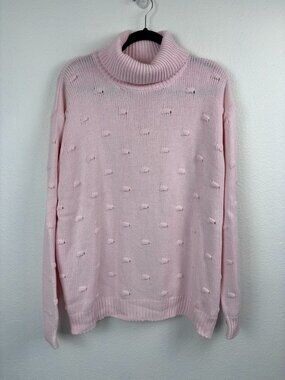 Eloquii women's 18/20 baby pink turtle neck bobble knit sweater top coquette
